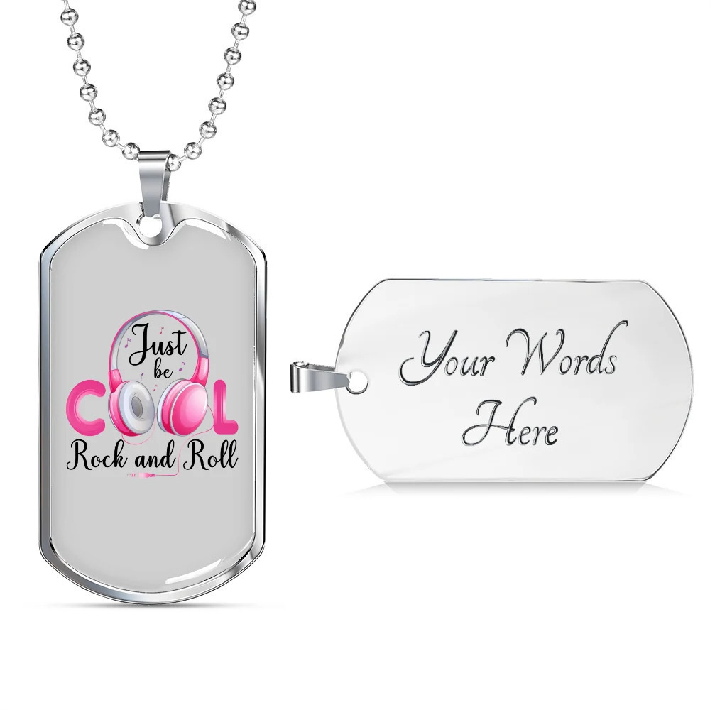 Musician Necklace Cool Rock and Roll TranspArent Personalized Engraved Silver D